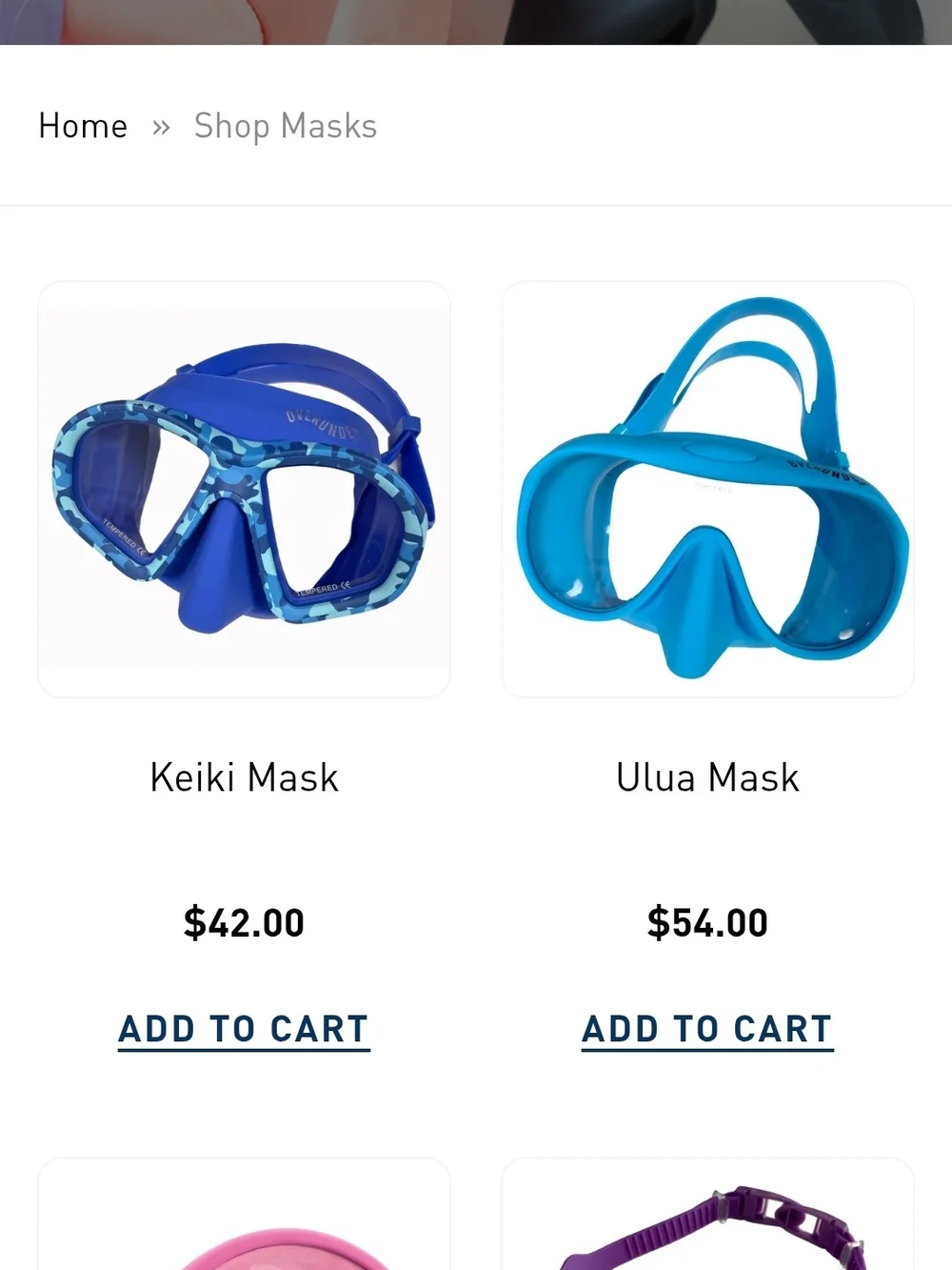 🤿2 Adult/ 2 Kids Snorkel Sets Mask and 2 Snorkels OVERunder HAWAI'I brand 🤿